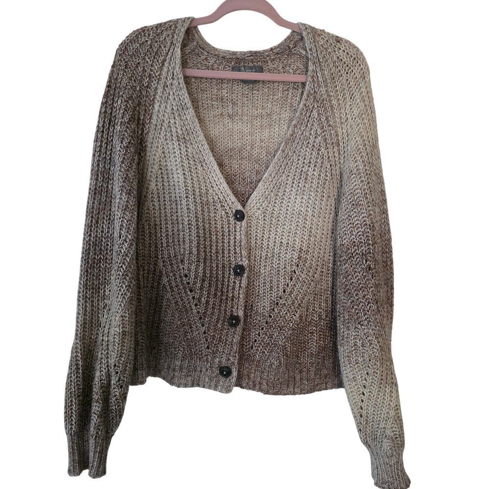 Natural Reflections Chunky Knit Brown Sweater Cardigan Women's Size XL